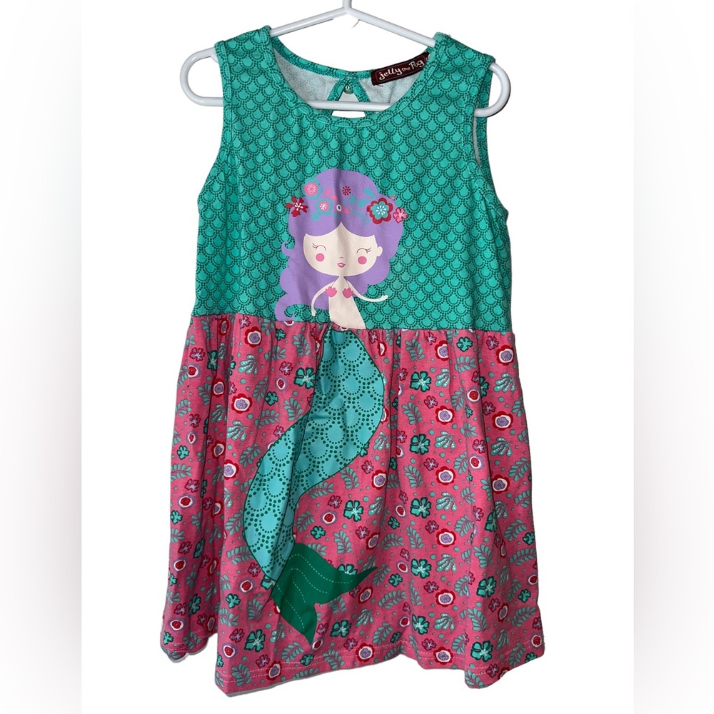 Jelly the Pug Mermaid Outfit Dress and Capri Leggings 8 pink purple green